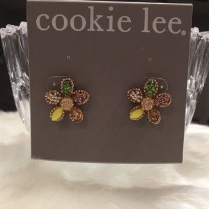 Cookie Lee Genuine Crystal Flower Earrings